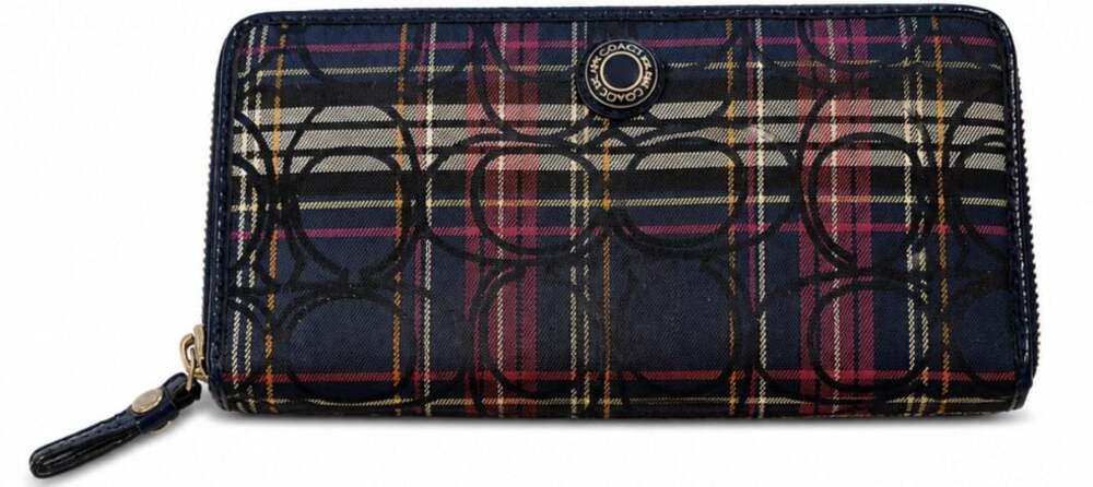 Coach Signature Tartan Accordion Zip Around Wallet F48116